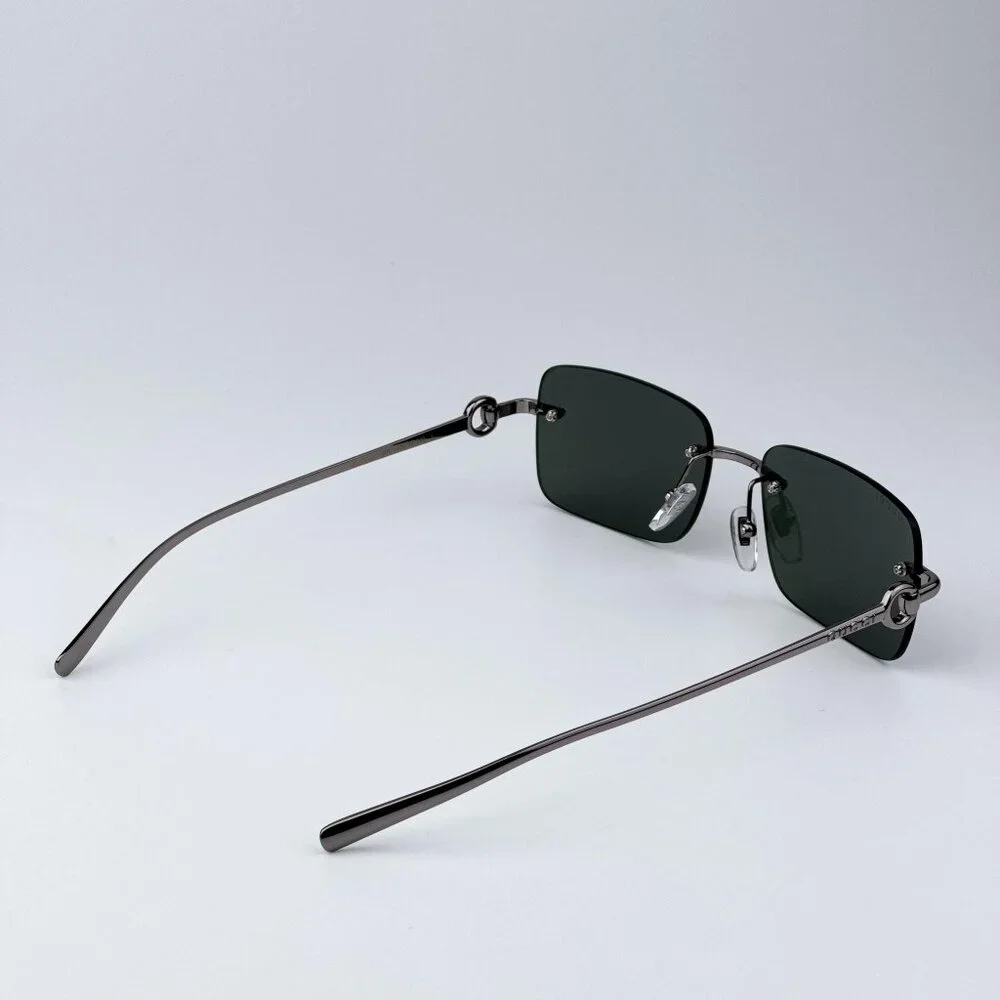Gucci GG1703S 001 BRAND NEW Men Sunglasses Ruthenium Grey Rectangle